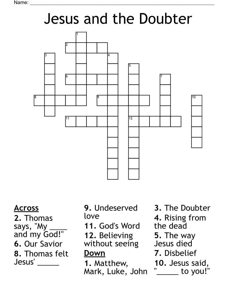 Jesus and the Doubter Crossword