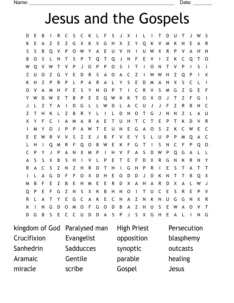 Jesus and the Gospels Word Search