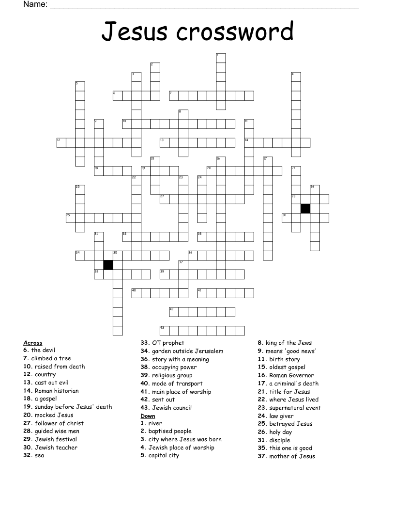 Jesus crossword