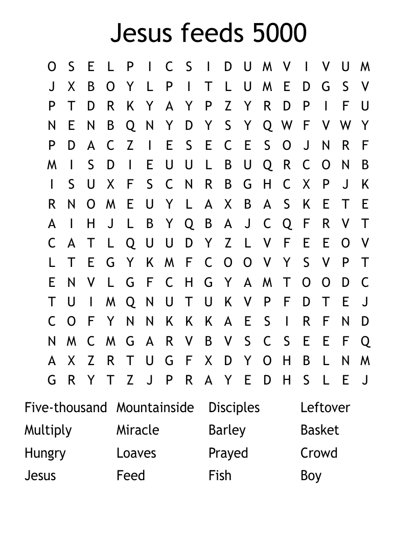 Jesus feeds 5000 Word Search