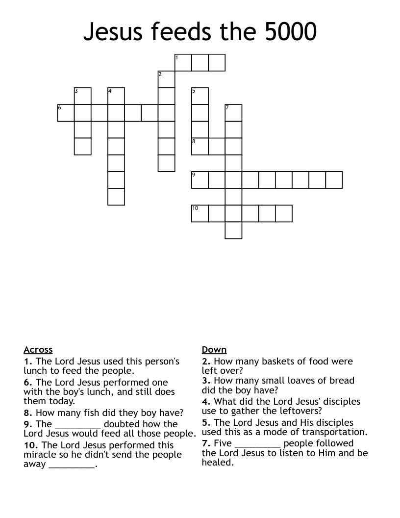 Jesus feeds the 5000 Crossword