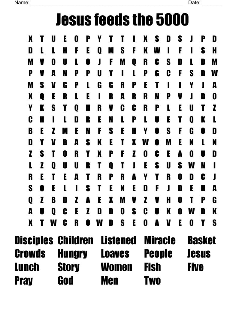 Jesus feeds the 5000 Word Search