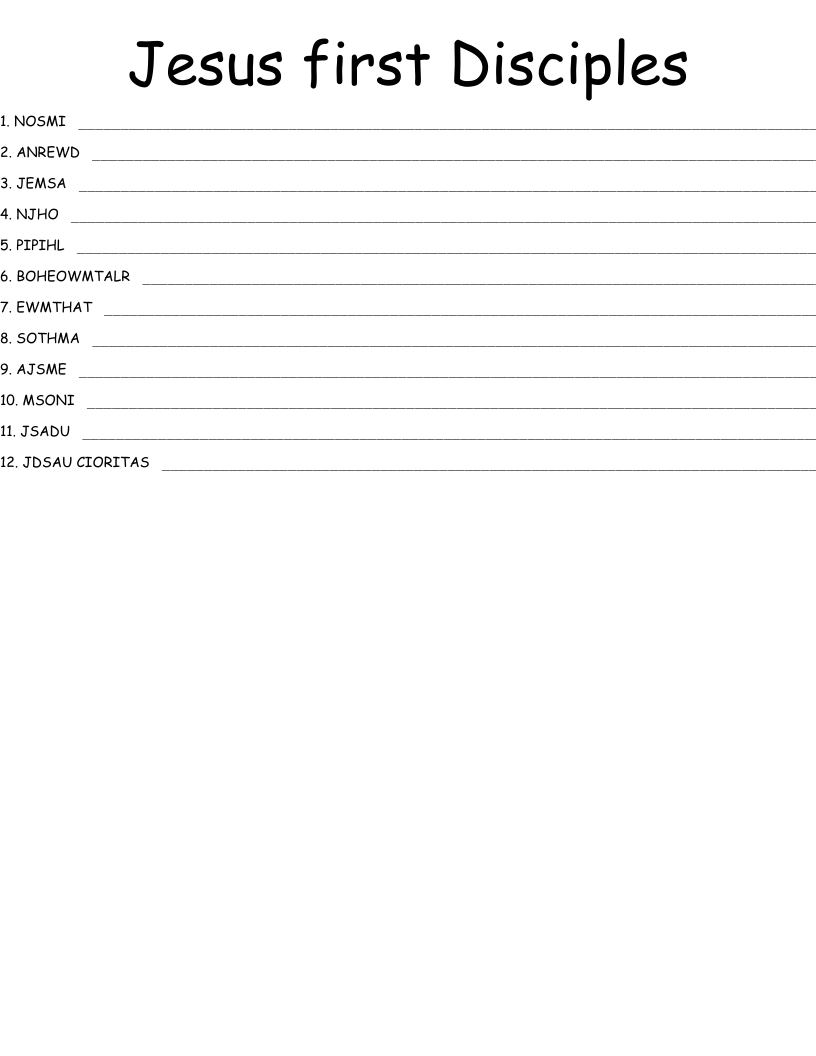 Jesus first Disciples Word Scramble