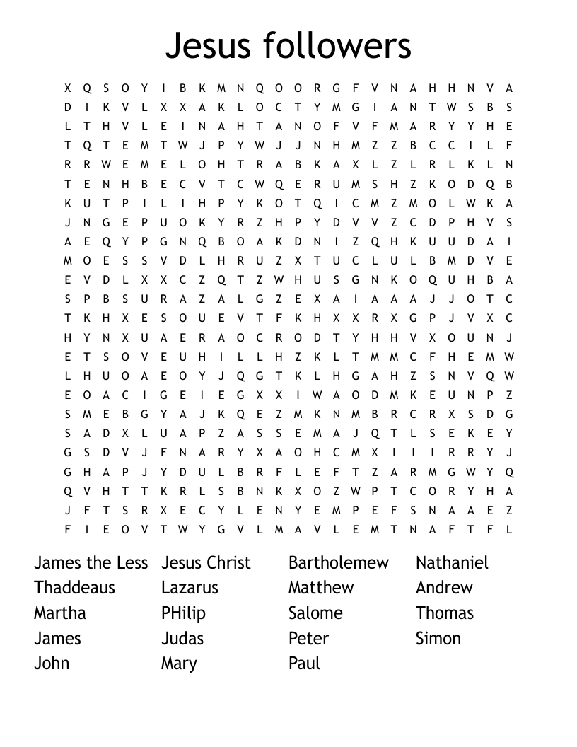 Jesus followers Word Search
