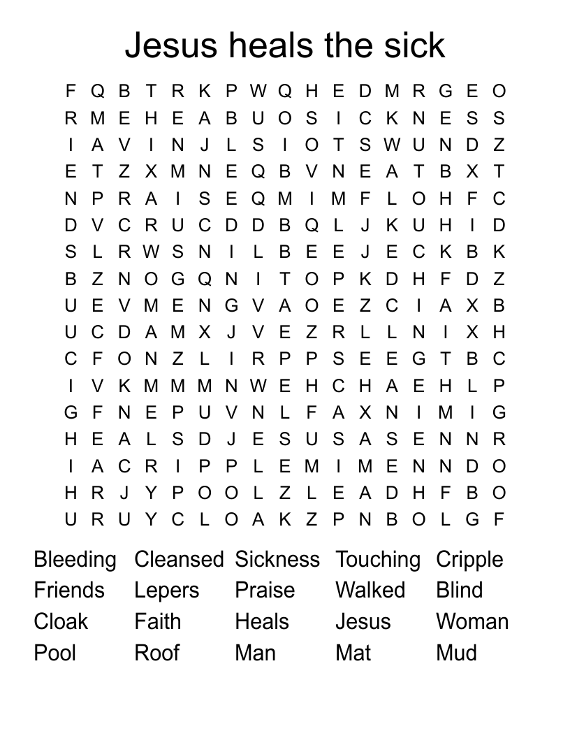 Jesus heals the sick Word Search