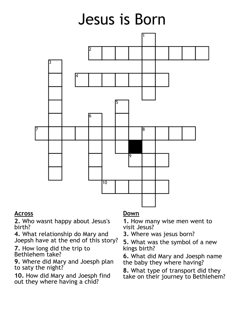 Jesus is Born Crossword