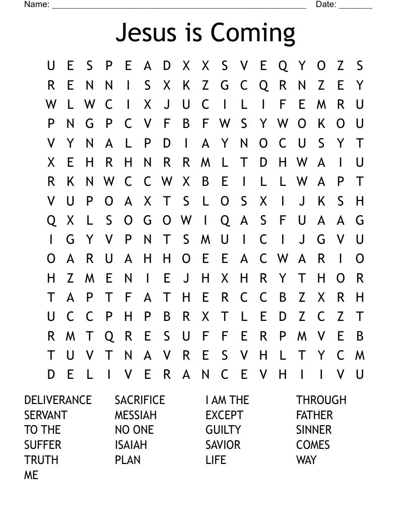 Jesus is Coming Word Search