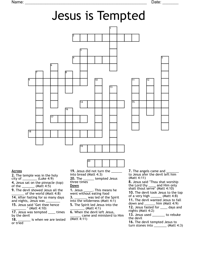 Jesus is Tempted Crossword