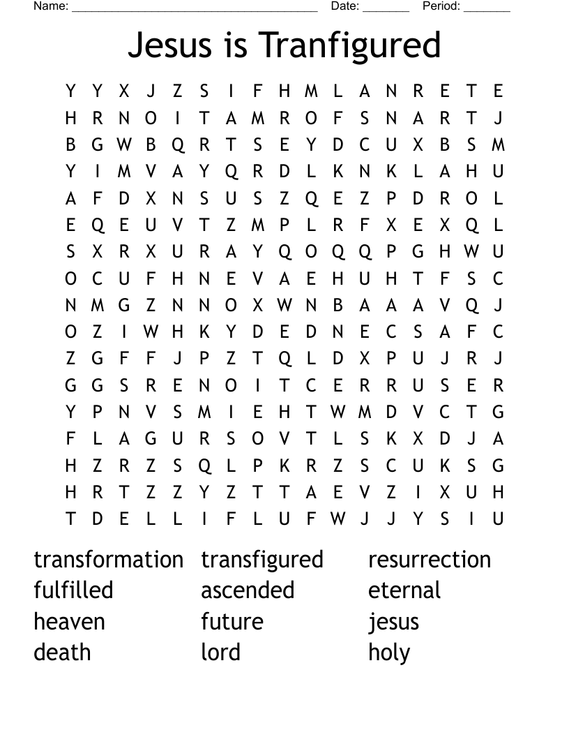 Jesus is Tranfigured Word Search