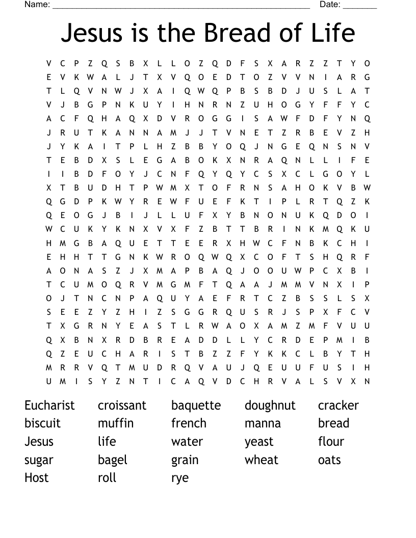 Jesus is the Bread of Life Word Search