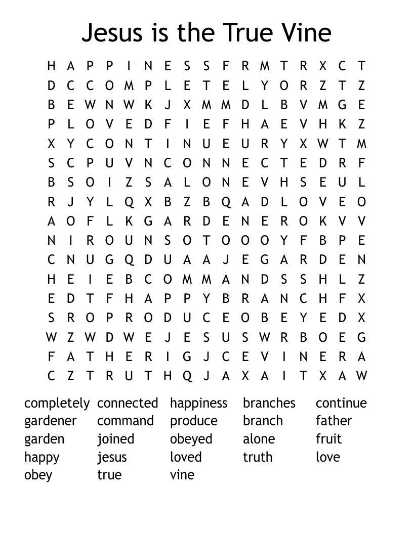 Jesus is the True Vine Word Search