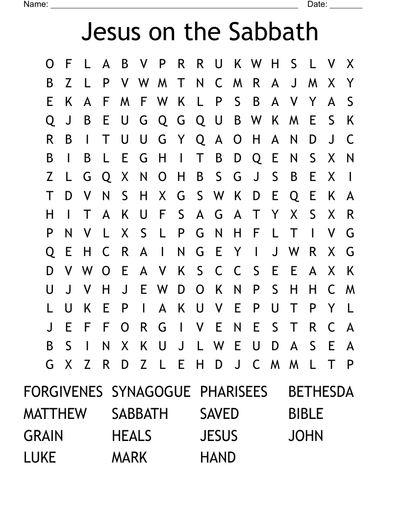 Jesus on the Sabbath Word Search