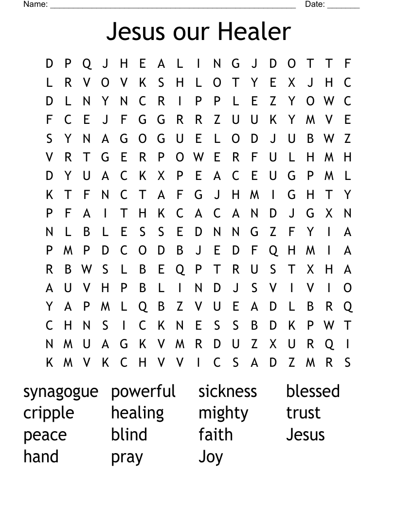 Jesus our Healer Word Search