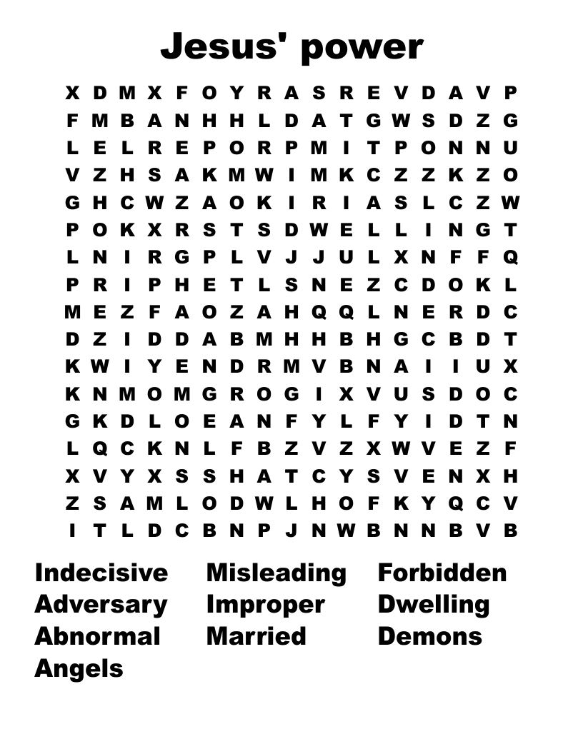Jesus' power Word Search