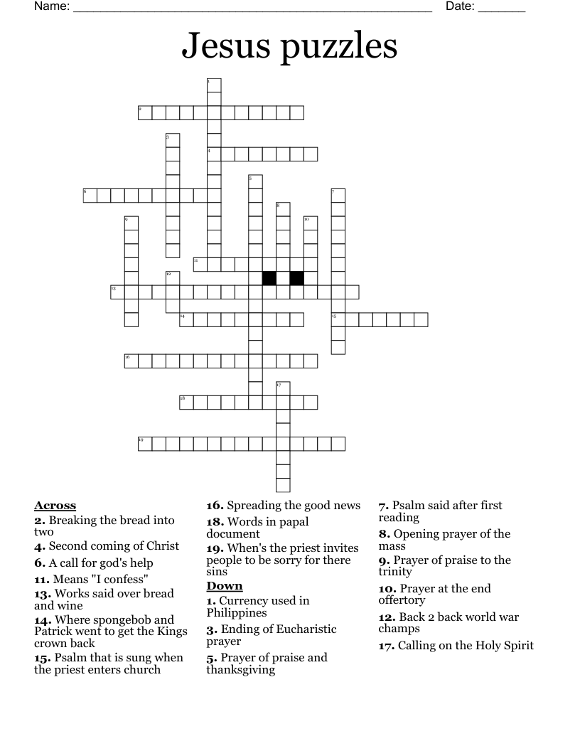 Jesus puzzles Crossword