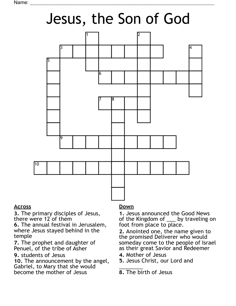 Jesus, the Son of God Crossword