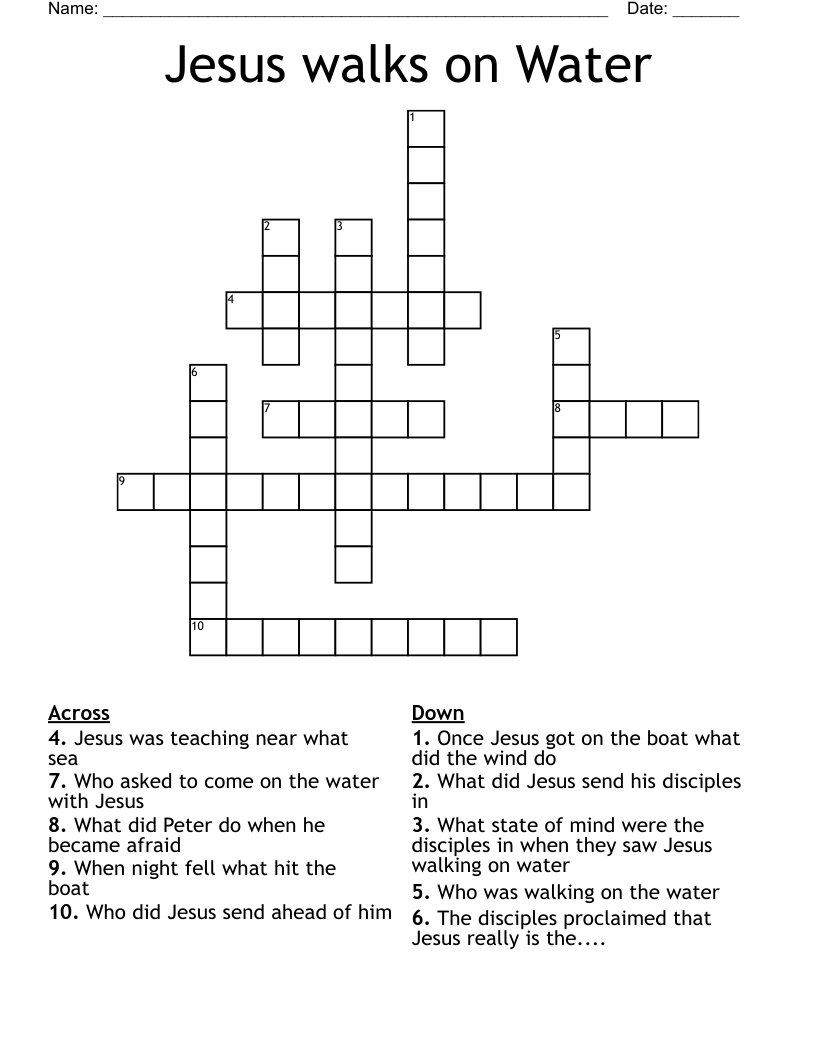 Jesus walks on Water Crossword