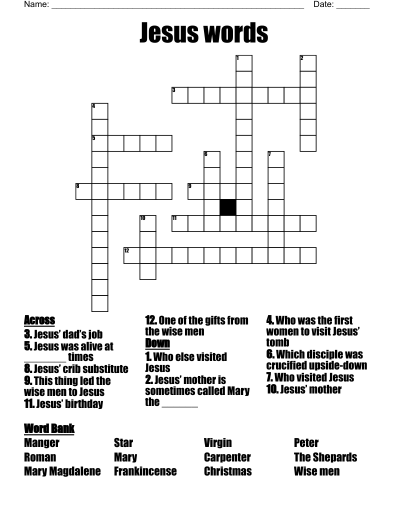 Jesus words Crossword