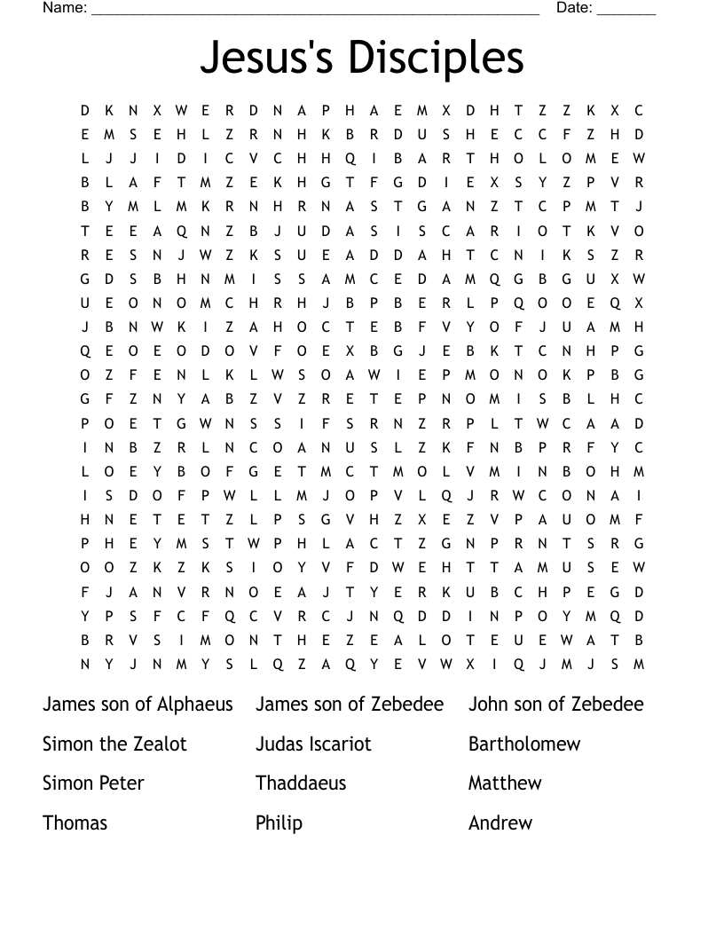 Jesus's Disciples Word Search