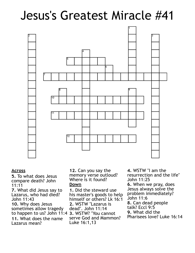Jesus's Greatest Miracle #41 Crossword
