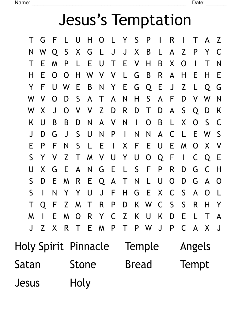 Jesus’s Temptation  Word Search