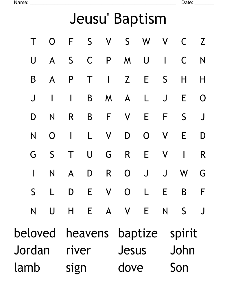 Jeusu' Baptism Word Search