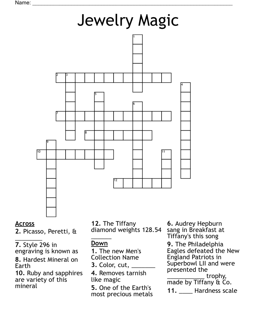 Jewelry Magic Crossword