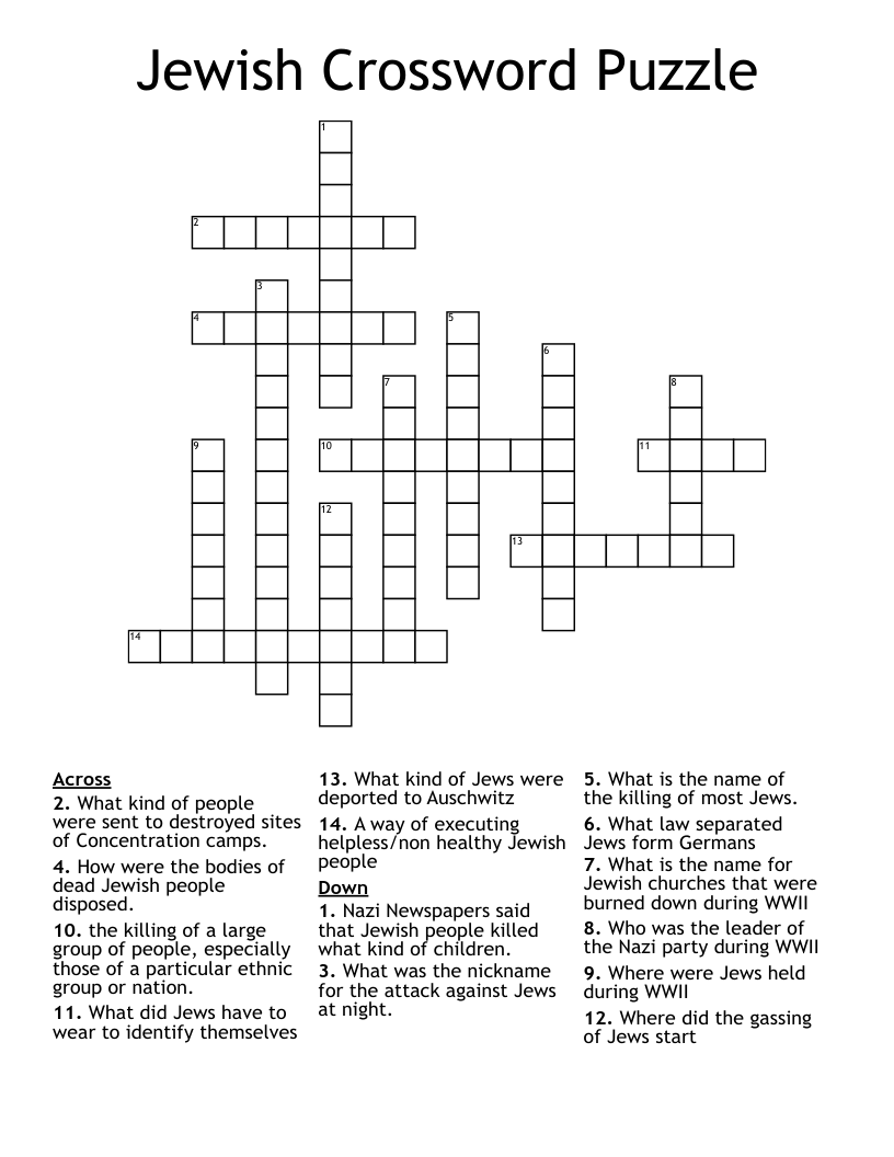 Jewish Crossword Puzzle