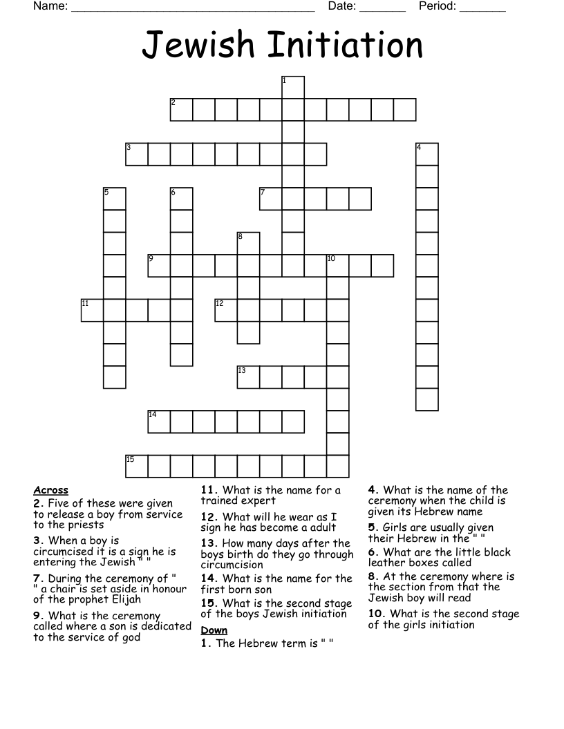 Jewish Initiation  Crossword