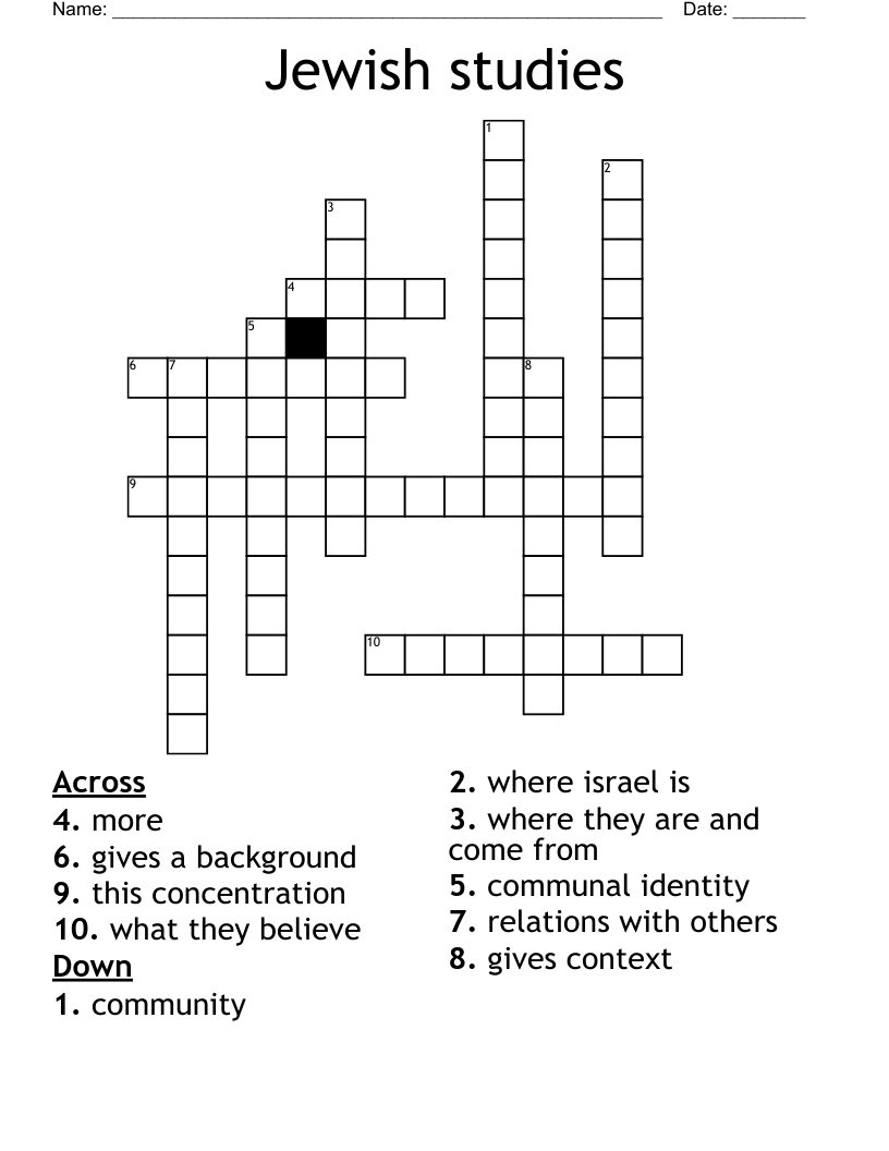 Jewish studies Crossword