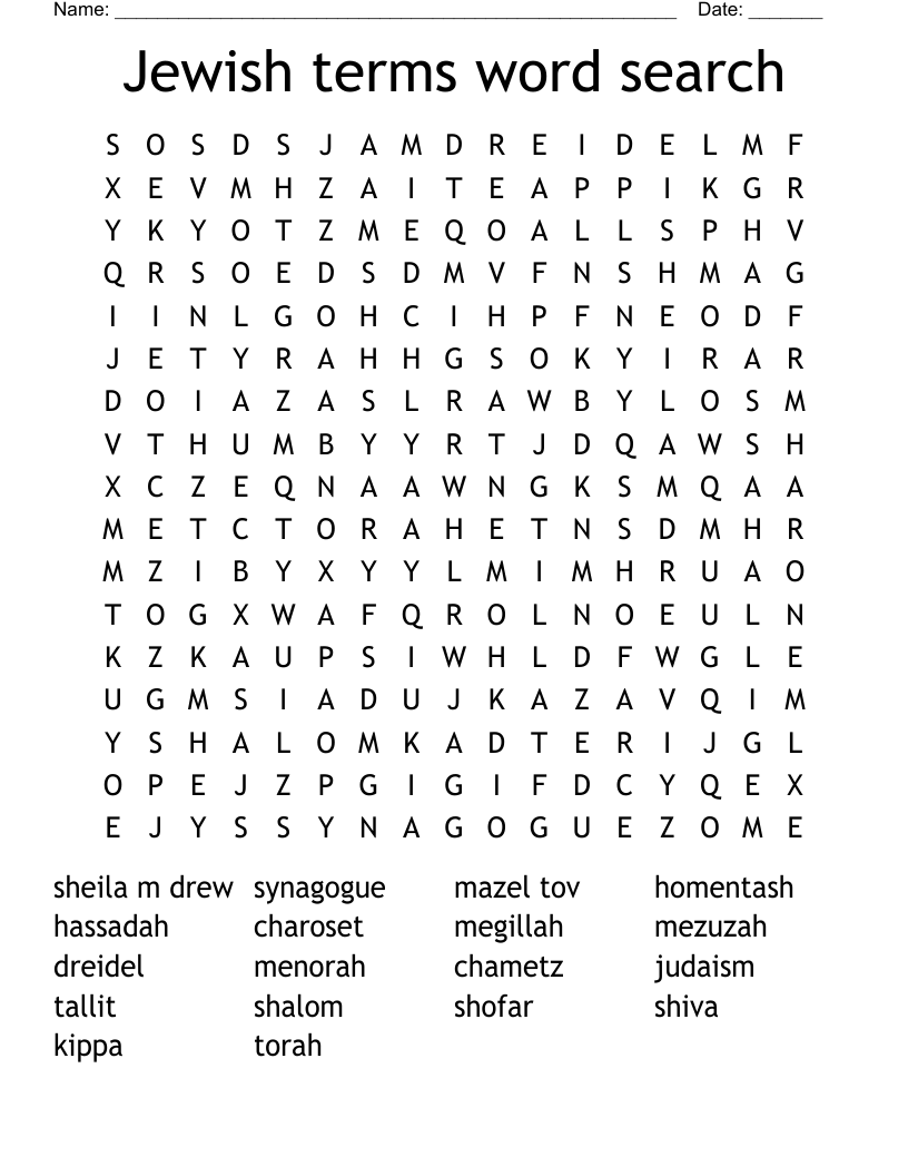 Jewish terms word search