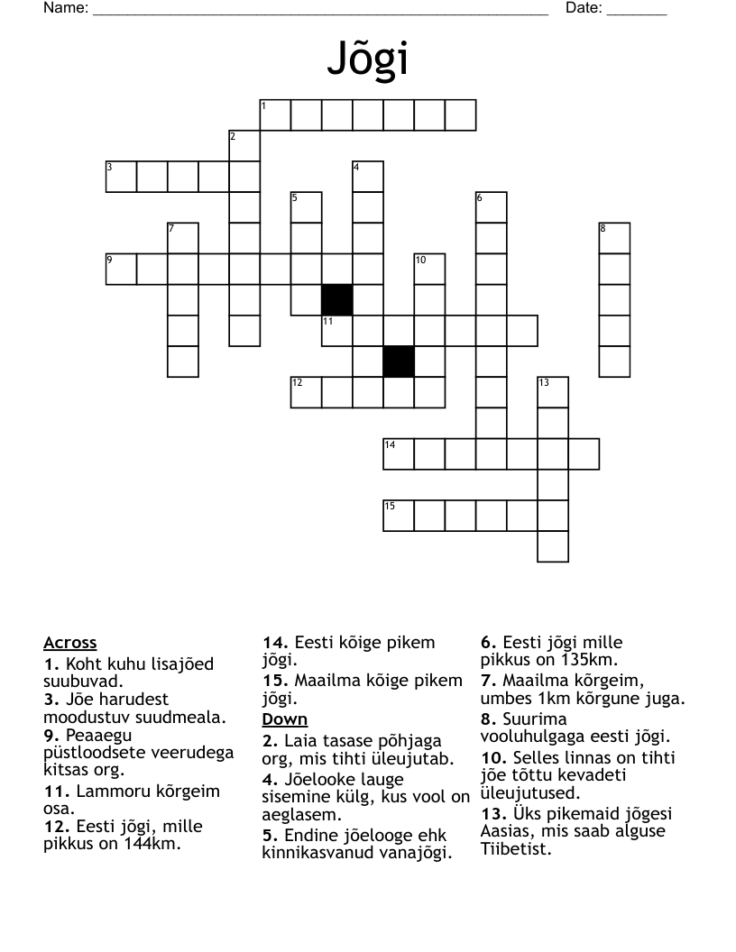 Jõgi Crossword