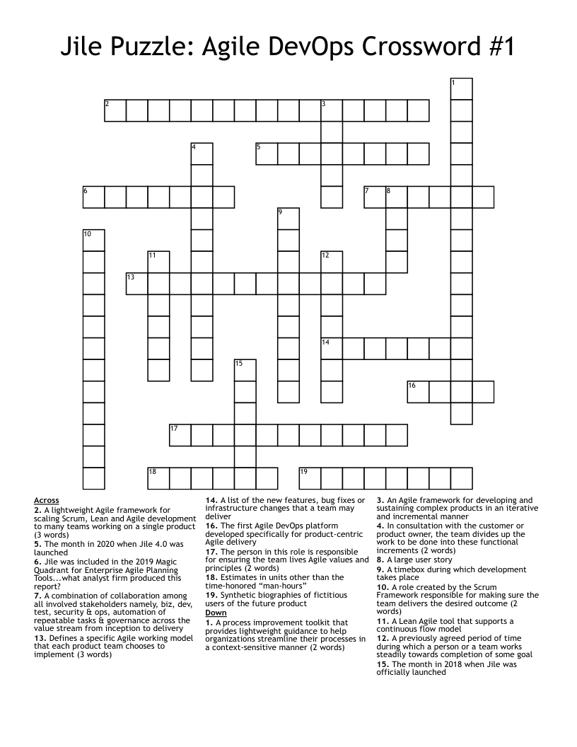 Jile Puzzle: Agile DevOps Crossword #1