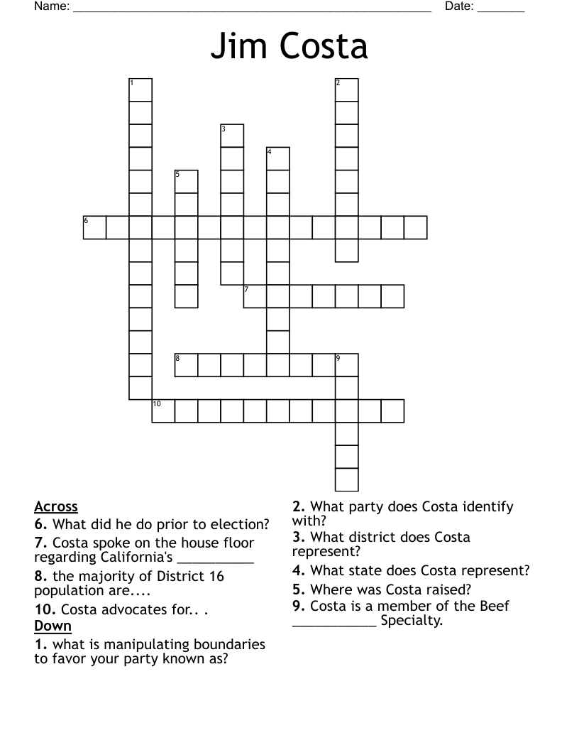 Jim Costa Crossword