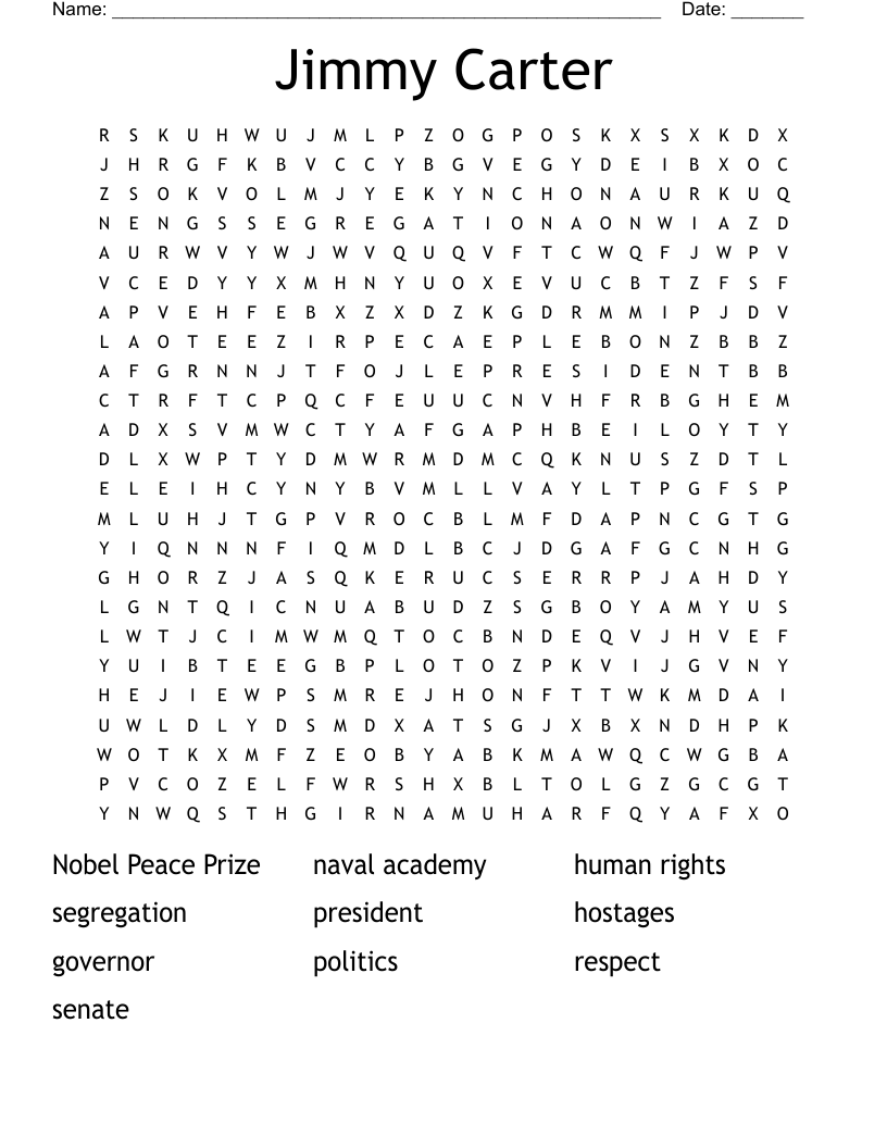 Jimmy Carter Word Search