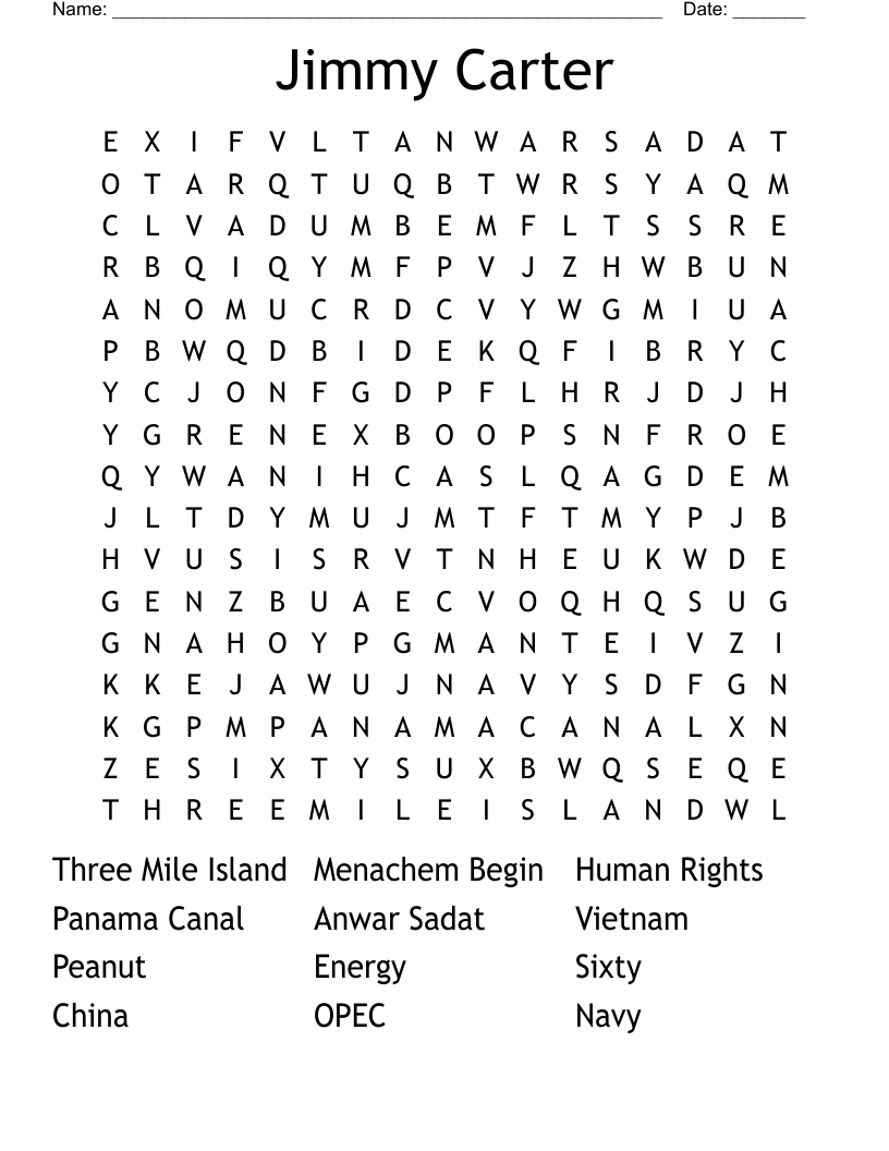 Jimmy Carter Word Search