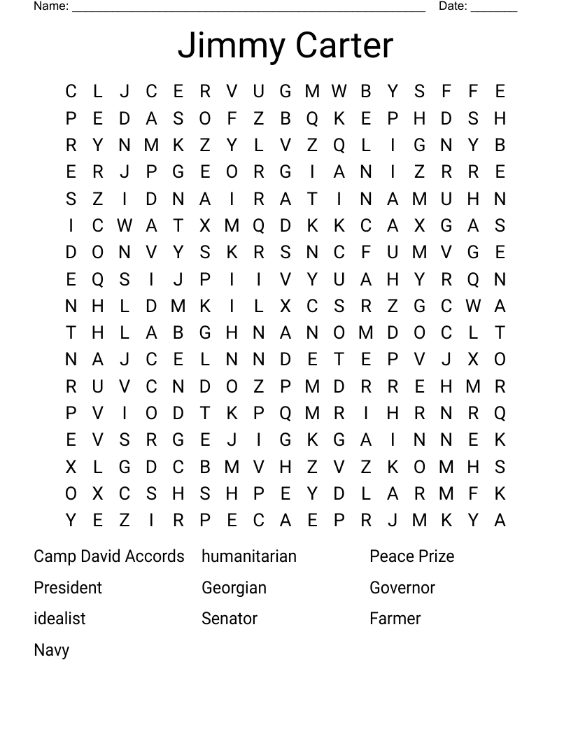 Jimmy Carter Word Search