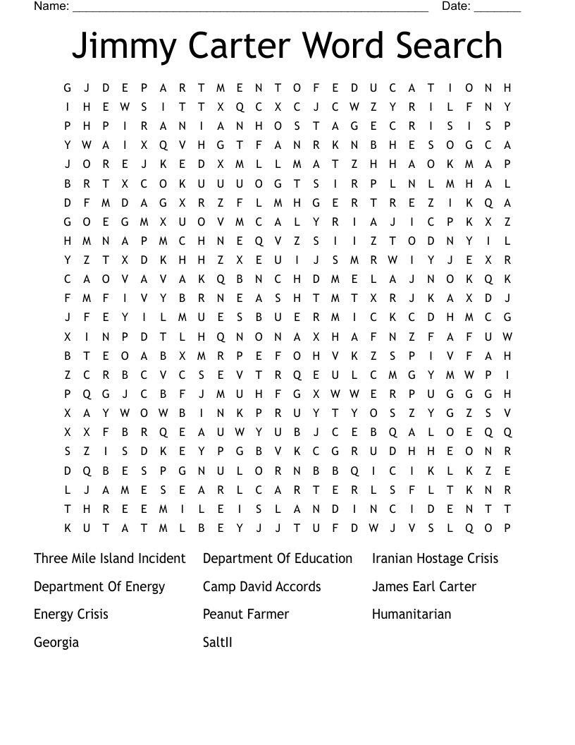 Jimmy Carter Word Search