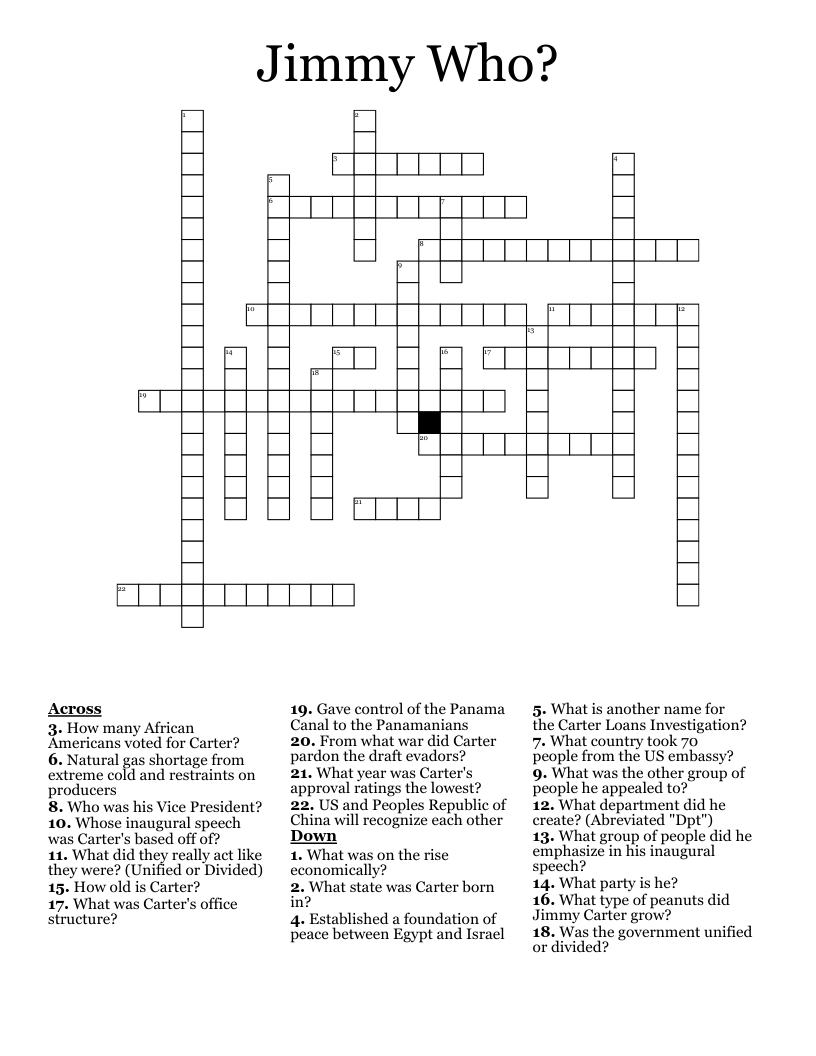 Jimmy Who? Crossword