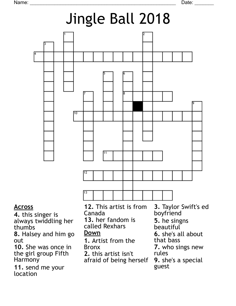 Jingle Ball 2018 Crossword
