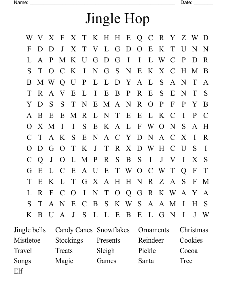 Jingle Hop Word Search