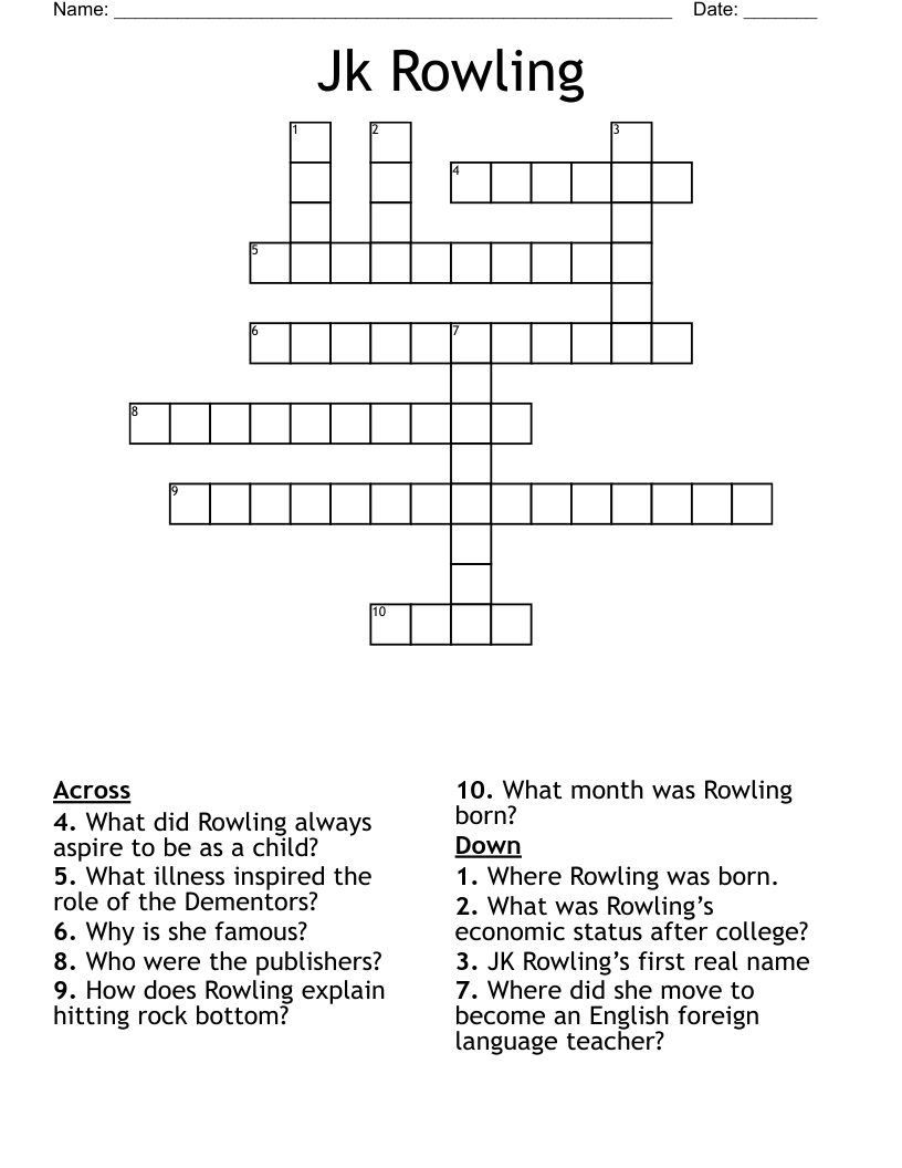 Jk Rowling Crossword