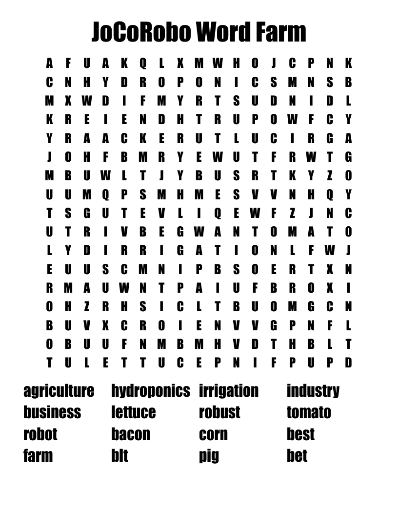 JoCoRobo Word Farm Word Search