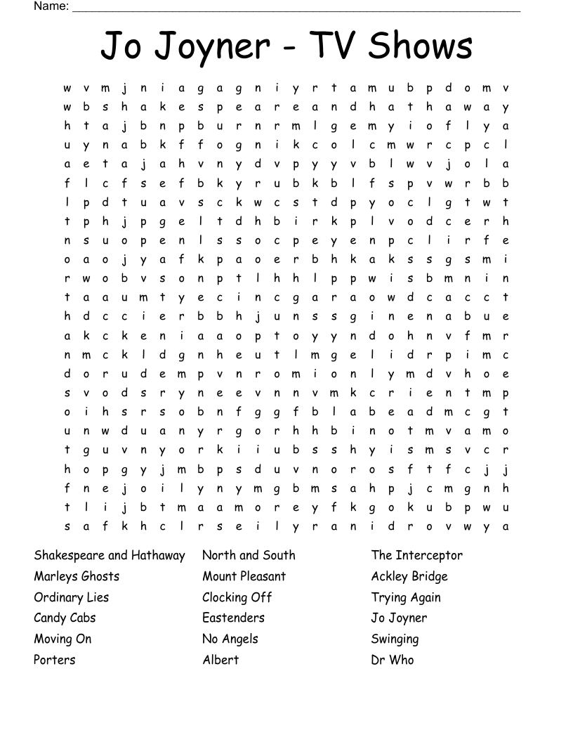 Jo Joyner - TV Shows Word Search