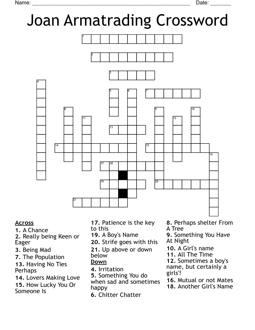 Joan Armatrading Crossword