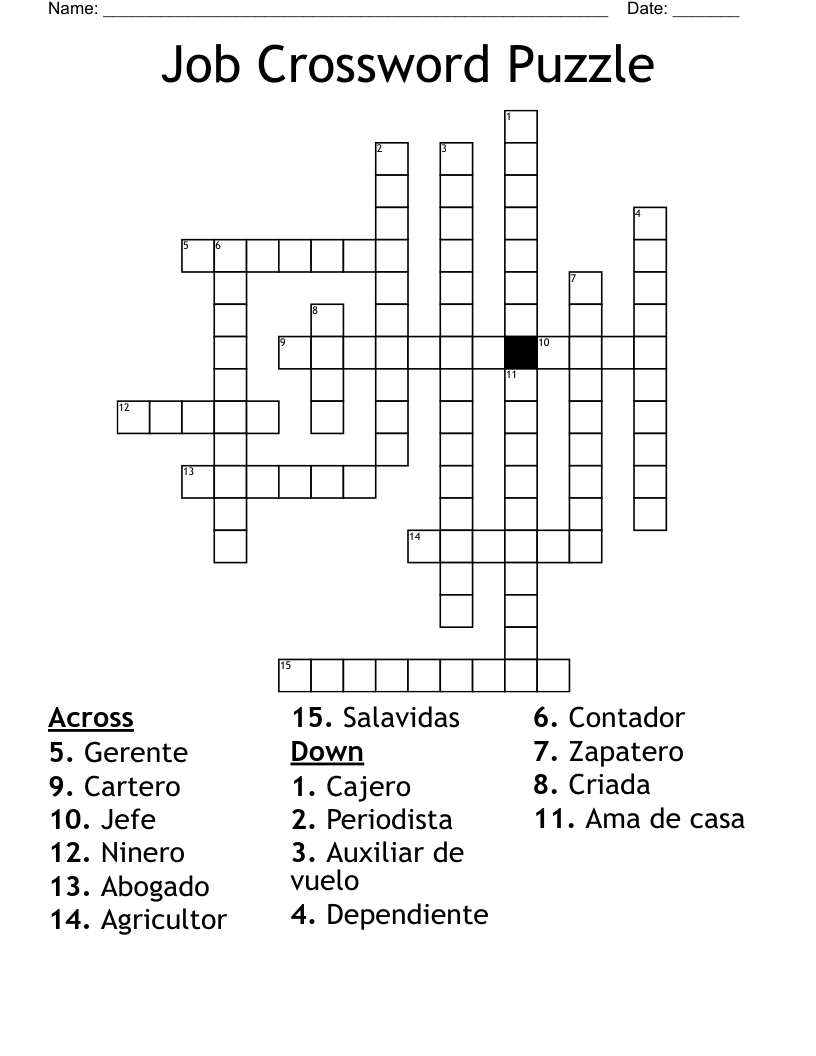 Job Crossword Puzzle