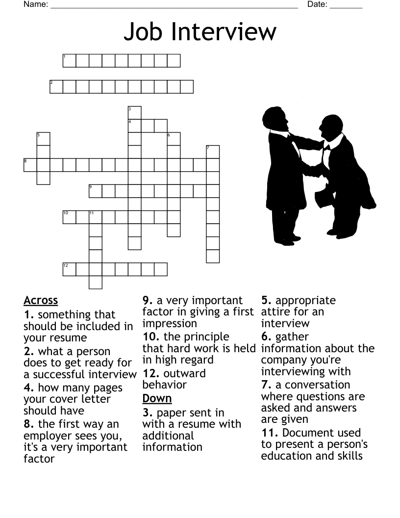 Job Interview Crossword
