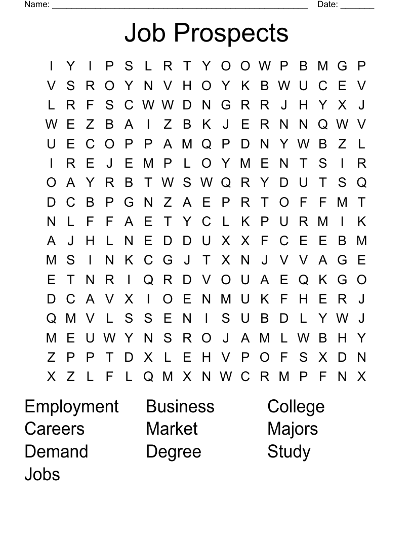 Job Prospects Word Search