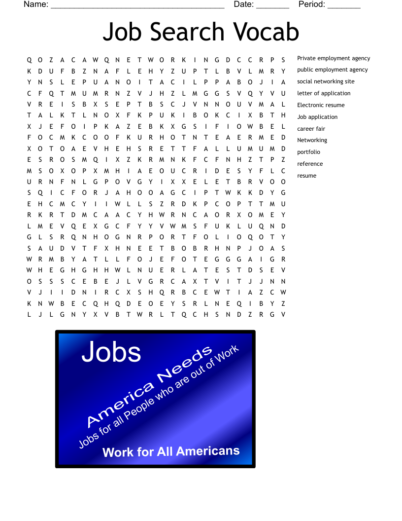 Job Search Vocab  Word Search
