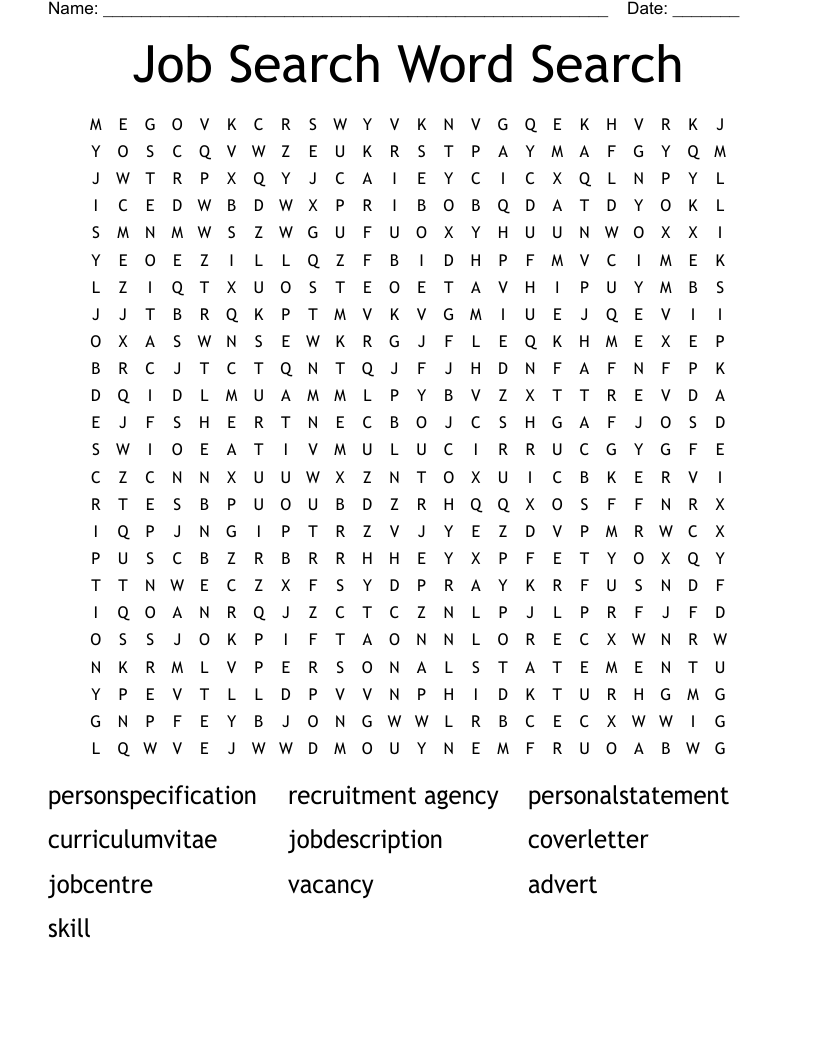 Job Search Word Search